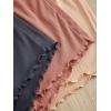 image:imageGORGLITTER Womens 6 Piece Pajama Set Frill Trim Cami Crop Top with Elastic Waist ShortsPink Grey Apricot