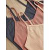 image:imageGORGLITTER Womens 6 Piece Pajama Set Frill Trim Cami Crop Top with Elastic Waist ShortsPink Grey Apricot