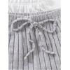 image:imageGORGLITTER Womens 6 Piece Ribbed Pajama Set Spaghetti Strap Cami Crop Top and Shorts Lounge Set SleepwearBlue Grey White