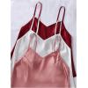 image:imageGORGLITTER Womens 6 Piece Silk Satin Pajama Set V Neck Sleeveless Cami Tops and Shorts Cute Pjs Lounge Sets SleepwearRed White Pink