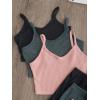 image:imageGORGLITTER Womens 6 Pieces Pajamas Set Ribbed Knit Sleeveless Crop Cami Top and Shorts SleepwearGrey Pink Green