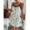 image:imageGORGLITTER Womens Bow Sexy Nightgown Cute Lace Trim Frill Backless Spaghetti Strap Lingerie Sleep Dress SleepwearWhite
