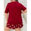 image:imageGORGLITTER Womens Plus Size Pajama Set 2 Piece Letter Short Sleeve Shirt Plaid Boxer Shorts Pjs Lounge SetsBurgundy