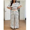 image:imageGORGLITTER Womens Plus Size Pajamas Set 2 Piece Floral Print Short Sleeve Tee with Long Pants Lounge Pj SetsBlack and White