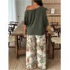 image:imageGORGLITTER Womens Plus Size Pajamas Set 2 Piece Floral Print Short Sleeve Tee with Long Pants Lounge Pj SetsMulti Green Floral