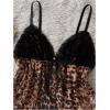 image:imageGORGLITTER Womens Plus Size Sexy Leopard Cheetah Print Pajama Set Lace Mesh Cami Top Shorts Sleep SetsBrown