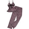 image:imageGORGLITTER Womens 2 Piece Cheetah Leopard Mesh Pajama Set Bow Cami Top Pants Sleepwear PjsPink Multicolor