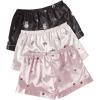 image:imageGORGLITTER Womens 3 Piece Satin Pajama Sleep Shorts Cute Soft Floral Print Christmas Lounge Pj ShortsBlack Pink White