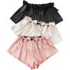 image:imageGORGLITTER Womens 3 Piece Satin Pajama Sleep Shorts Cute Soft Floral Print Christmas Lounge Pj ShortsBow Pink