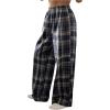 image:imageGORGLITTER Womens Plaid Elastic Waist Wide Leg Pajama Pants Fall Casual Flannel Tartan Gingham Long Lounge PantsBlue