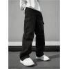 image:imageGORGLITTER Boys Baggy Cargo Pants Wide Leg Casual Elastic Waist Sweatpants Active Workout Trousers with PocketsBlack