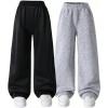 image:imageGORGLITTER Boys Baggy Pants 2 Pack Wide Leg Fashion Athletic Workout Gym Running Jogging Track Pants with PocketBlack and Grey