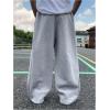image:imageGORGLITTER Boys Baggy Pants Casual High Waisted Wide Leg Sweatpants Fleece Athletic Track Pants Jogger BottomsLight Grey