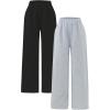 image:imageGORGLITTER Boys Baggy Sweatpants 2 Piece Wide Leg Elastic Waist Jogger Sweat Pants with PocketsBlack and Grey