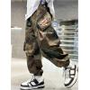 image:imageGORGLITTER Boys Camo Cargo Pants Joggers Baggy Fall Elastic Waist Wide Led Casual Hunting Pants with Pockets 2025Army Green