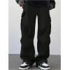 image:imageGORGLITTER Boys Cargo Pants Casual Elastic Waist Wide Leg Baggy Workout Hiking Track Pants StreetwearBlack