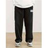 image:imageGORGLITTER Boys Casual Corduroy Pants Patched Elastic Waist Wide Leg Pants with PocketsBlack