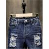 image:imageGORGLITTER Boys Denim Jean Shorts Jorts High Elastic Waist Ripped Distressed Frayed Hem Bermuda Shorts Y2k with PocketsDark Wash