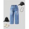 image:imageGORGLITTER Boys Denim Jeans Pants Elastic Waist Letter Patched Jogger Pant with PocketsLight Wash