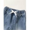 image:imageGORGLITTER Boys Denim Jeans Pants Elastic Waist Letter Patched Jogger Pant with PocketsMedium Wash
