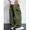 image:imageGORGLITTER Boys Pants Baggy Cargo Wide Leg Pants Casual Y2K Flap Pocket Side Elastic Waist Loose Trousers 816YArmy Green