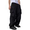 image:imageGORGLITTER Boys Pants Baggy Cargo Wide Leg Pants Casual Y2K Flap Pocket Side Elastic Waist Loose Trousers 816YBlack