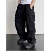 image:imageGORGLITTER Boys Pants Baggy Cargo Wide Leg Pants Casual Y2K Flap Pocket Side Elastic Waist Loose Trousers 816YBlack