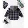 image:imageGORGLITTER Boys Plaid Flannel Button Down Halloween Shirts Fall Long Sleeve Hooded Blouse Dressy Outfits ClothingGrey