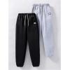 image:imageGORGLITTER Boys Sweat Pants 2 Piece Elastic Waist Jogger Sweatpants Track Cargo Pants Bottoms Trousers with PocketsBlack and Grey