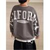 image:imageGORGLITTER Boys Sweatshirts Fashion Letter Graphic Crewneck Long Sleeve Drop Shoulder Preppy Pullover Tops JacketsGrey