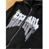 image:imageGORGLITTER Boys Y2K Hoodie Zip Up Long Sleeve Sweatshirt Graphic Lettter Print Fashion Jacket Hooded Sweatshirt 2025Black