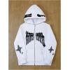 image:imageGORGLITTER Boys Y2K Hoodie Zip Up Long Sleeve Sweatshirt Graphic Lettter Print Fashion Jacket Hooded Sweatshirt 2025White