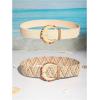 image:imageGORGLITTER Womens 2 Pack Woven Belts Raffia Belts Boho Belt Stretchy Dress BeltMulticolor Apricot
