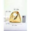 image:imageGORGLITTER Womens Clutch Bags Metallic Twist Ruched Top Handle Bag PU Leather HandbagsGold
