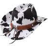 image:imageGORGLITTER Womens Cowboy Hat Cow Print Western Trendy Metal Bull Hatband Party Cowgirl Hats Vacation 2026Black and White
