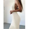 image:imageGORGLITTER Womens Crochet Dress Halter Backless Bodycon Deep V Neck Long Knit Maxi Dresses Summer Beach Outfits 2026White