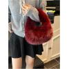 image:imageGORGLITTER Womens Cute Clutch Purse Furry Purse Y2K Fuzzy Tote Handbag Plush Wedding Guest Evening Party BagBurgundy