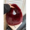image:imageGORGLITTER Womens Cute Clutch Purse Furry Purse Y2K Fuzzy Tote Handbag Plush Wedding Guest Evening Party BagBurgundy
