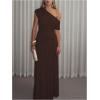 image:imageGORGLITTER Womens Elegant Formal Long Dress Off One Shoulder Sleeveless Ruched Maxi Cocktail Evening DressesBrown