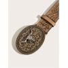 image:imageGORGLITTER Womens Embossed Buckle Cowgirl Cowboy Belt Vintage Pattern Leather Country Rodeo Western BeltsBrown