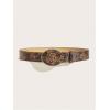 image:imageGORGLITTER Womens Floral Western Belts Oval Buckle Vintage Leather BeltsBrown