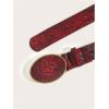 image:imageGORGLITTER Womens Floral Western Belts Oval Buckle Vintage Leather BeltsBurgundy