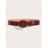 image:imageGORGLITTER Womens Floral Western Belts Oval Buckle Vintage Leather BeltsBurgundy