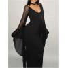 image:imageGORGLITTER Womens Goth Bell Long Sleeve Bodycon Maxi Dress Mesh Sheer V Neck Long Dresses Rave Outfits Grunge ClothesBlack