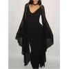 image:imageGORGLITTER Womens Goth Bell Long Sleeve Bodycon Maxi Dress Mesh Sheer V Neck Long Dresses Rave Outfits Grunge ClothesBlack