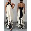 image:imageGORGLITTER Womens Halter Maxi Dress Beach Wedding Guest Bow Flowy Backless Bump Friendly A Line Birthday Prom SundressApricot