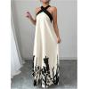 image:imageGORGLITTER Womens Halter Maxi Dress Beach Wedding Guest Bow Flowy Backless Bump Friendly A Line Birthday Prom SundressApricot
