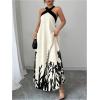 image:imageGORGLITTER Womens Halter Maxi Dress Beach Wedding Guest Bow Flowy Backless Bump Friendly A Line Birthday Prom SundressApricot