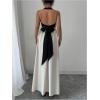 image:imageGORGLITTER Womens Halter Maxi Dress Beach Wedding Guest Bow Flowy Backless Bump Friendly A Line Birthday Prom SundressWhite