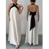image:imageGORGLITTER Womens Halter Maxi Dress Beach Wedding Guest Bow Flowy Backless Bump Friendly A Line Birthday Prom SundressWhite